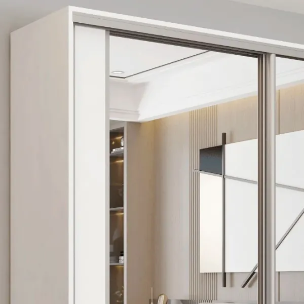 Dulap pentru haine Glisant Mobildor-Lux ARON P 2000 K2 8681 200 x 60 x 220 / DSP / Alb briliant photo 3
