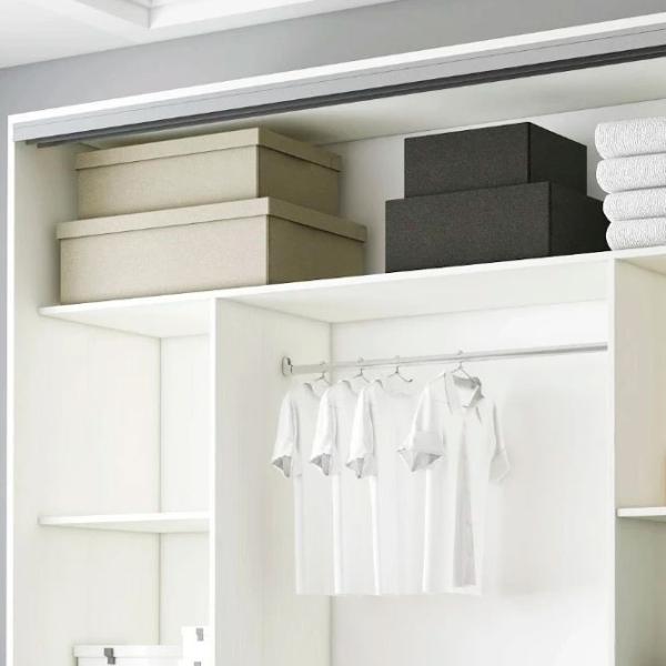 Dulap pentru haine Glisant Mobildor-Lux ARON P 2000 K2 8681 200 x 60 x 220 / DSP / Alb briliant photo 5