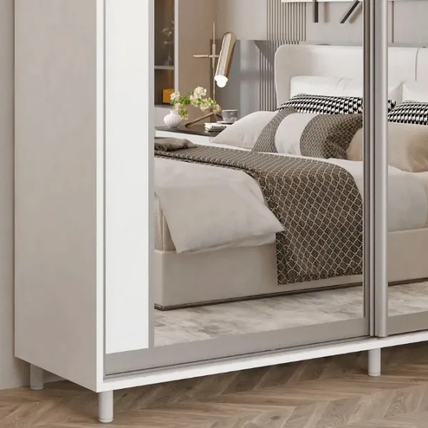 Dulap pentru haine Glisant Mobildor-Lux ARON P 2000 K2 8681 200 x 60 x 220 / DSP / Alb briliant photo 7