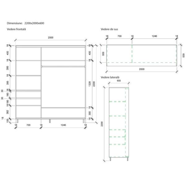 Гардероб Раздвижной Mobildor-Lux Aron P 2000 K2 2226 200 x 60см x 220 / ДСП / Венге photo 8