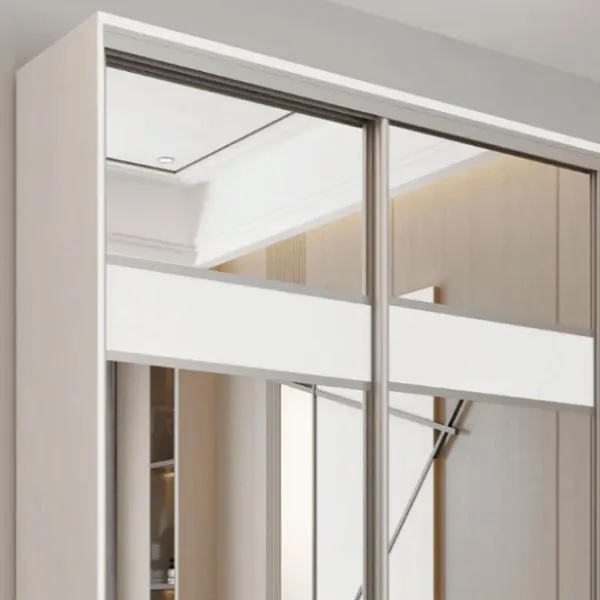 Dulap pentru haine Glisant Mobildor-Lux ARON P 1100 K3 8681 110 x 60 x 220 / DSP / Alb briliant photo 3