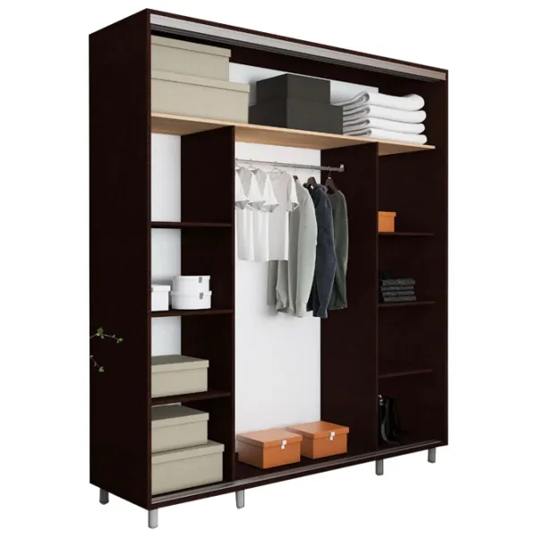 Dulap pentru haine Glisant Mobildor-Lux ARON P 1900 K3 2226 190 x 60 x 220 / DSP / Wenghe photo 2