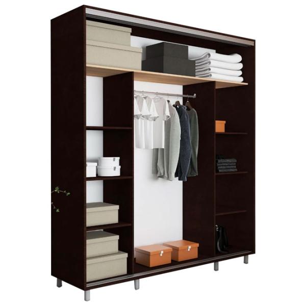 Dulap pentru haine Glisant Mobildor-Lux ARON P 1900 K3 2226 190 x 60 x 220 / DSP / Wenghe photo 2