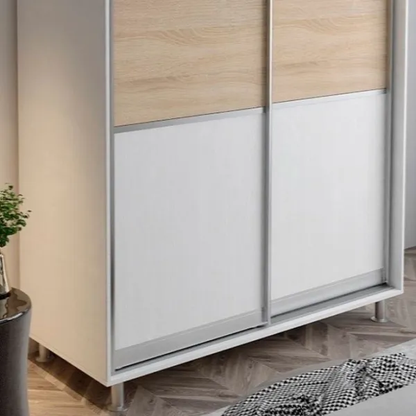 Dulap pentru haine Glisant Mobildor-Lux ARON P 1200 K 8681 120 x 60 x 220 / DSP / Alb briliant photo 4
