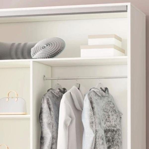 Dulap pentru haine Glisant Mobildor-Lux ARON P 1900 K 8681 190 x 60 x 220 / DSP / Alb briliant photo 8