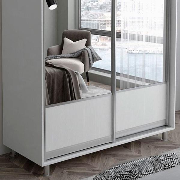 Гардероб Раздвижной Mobildor-Lux ARON P 1300 K1 8681 130 x 60см x 220 / ДСП / Бриллиантовый белый photo 4