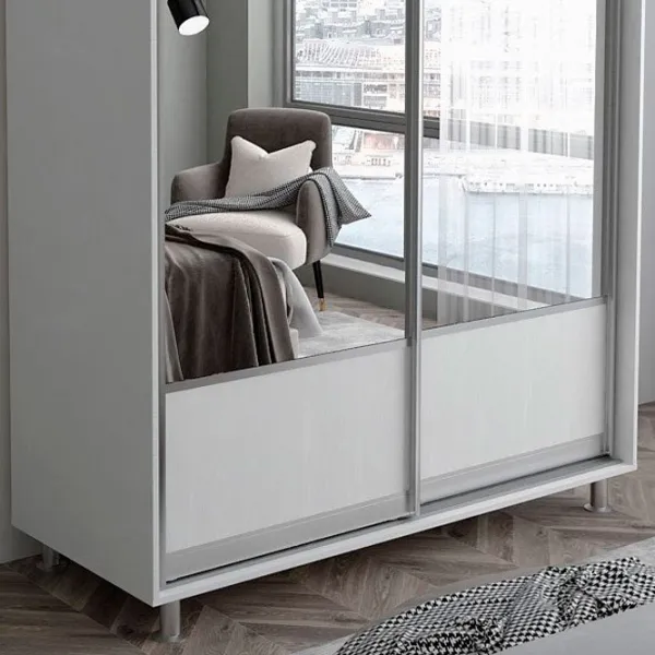 Dulap pentru haine Glisant Mobildor-Lux ARON P 1500 K1 8681 150 x 60 x 220 / DSP / Alb briliant photo 4 Dulap pentru haine Glisant Mobildor-Lux ARON P 1500 K1 8681 150 x 60 x 220 / DSP / Alb briliant photo 4