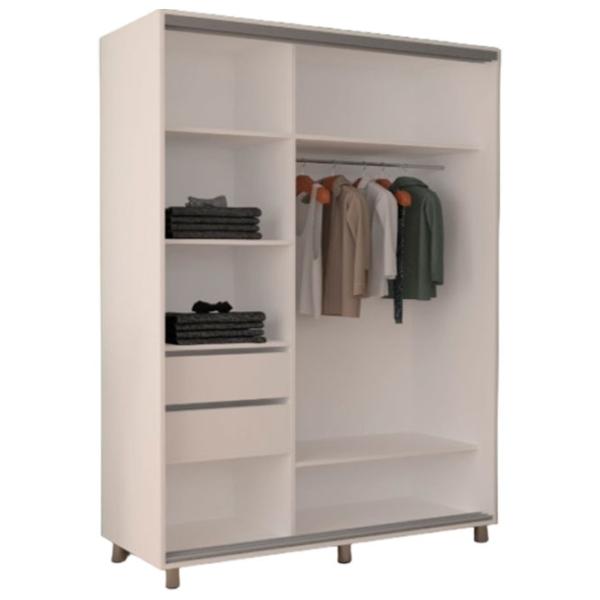 Dulap pentru haine Glisant Mobildor-Lux ARON P 1000 8681 Desen 100 x 60 x 220 / PAL / Alb briliant photo 2 Dulap pentru haine Glisant Mobildor-Lux ARON P 1000 8681 Desen 100 x 60 x 220 / PAL / Alb briliant photo 2