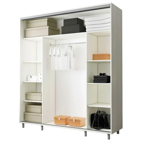 Dulap pentru haine Glisant Mobildor-Lux ARON P 2000 8681 200 x 60 x 220 / PAL / Alb briliant photo 2