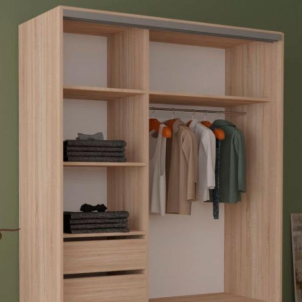 Dulap pentru haine Glisant Mobildor-Lux Aron 1600 3025 Desen 160 x 60 x 220 / PAL / Stejar Sonoma photo 5