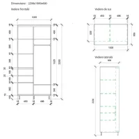 Dulap pentru haine Glisant Mobildor-Lux ARON P 1000 2226 Desen 100 x 60 x 220 / PAL / Wenghe photo 7
