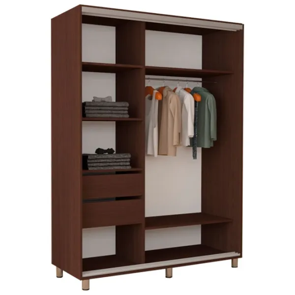 Dulap pentru haine Glisant Mobildor-Lux ARON P 1500 2226 Desen 150 x 60 x 220 / PAL / Wenghe photo 2