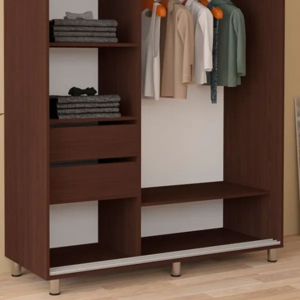 Dulap pentru haine Glisant Mobildor-Lux ARON P 1500 2226 Desen 150 x 60 x 220 / PAL / Wenghe photo 6