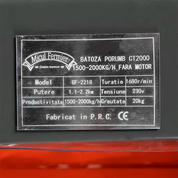 Кукурузная молотилка электрический Micul Fermier CT2000 1100 - 2200 Ж/ 2850 об/ мин/ 1500 - 2000 кг/ ч photo 9 Кукурузная молотилка электрический Micul Fermier CT2000 1100 - 2200 Ж/ 2850 об/ мин/ 1500 - 2000 кг/ ч photo 9
