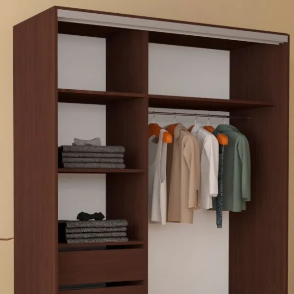 Dulap pentru haine Glisant Mobildor-Lux ARON P 1900 2226 Desen 190 x 60 x 220 / PAL / Wenghe photo 5