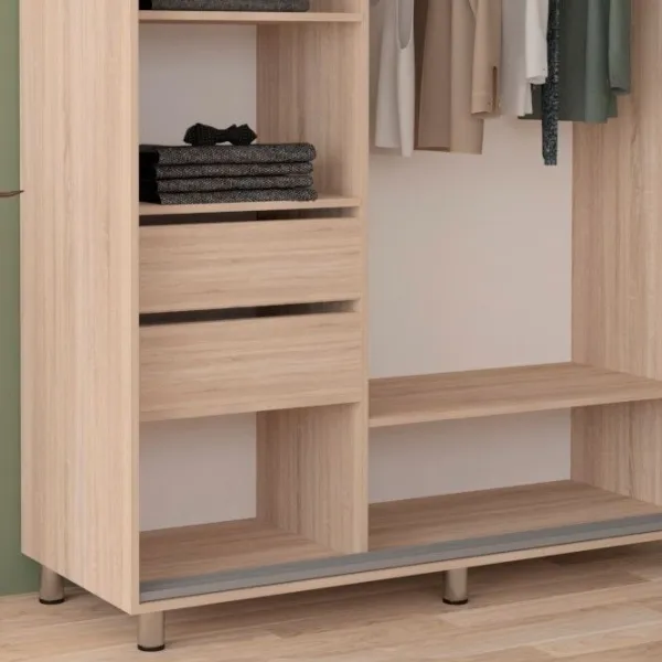 Dulap pentru haine Glisant Mobildor-Lux ARON 1100 3025 110 x 60 x 220 / PAL / Stejar Sonoma photo 6