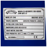 Moară electrică Micul Fermier A9FZ-21 300 kg/ h/ 3000 W/ 2800 rot/ min photo 8