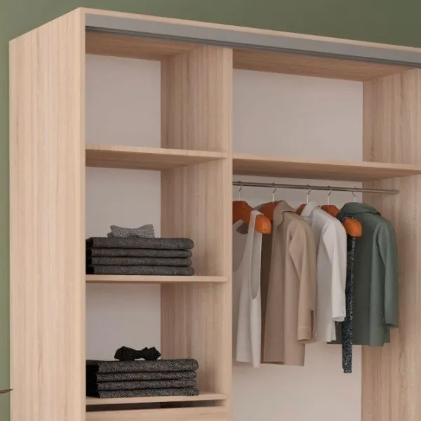 Dulap pentru haine Glisant Mobildor-Lux ARON 1800 3025 180 x 60 x 220 / PAL / Stejar Sonoma photo 5 Dulap pentru haine Glisant Mobildor-Lux ARON 1800 3025 180 x 60 x 220 / PAL / Stejar Sonoma photo 5