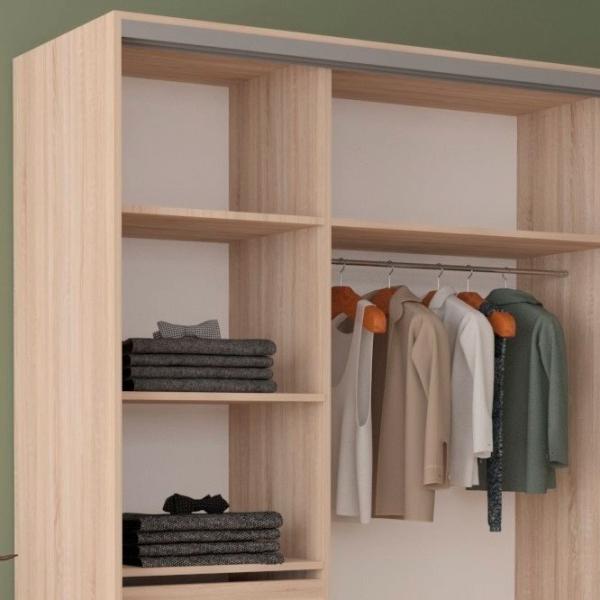 Dulap pentru haine Glisant Mobildor-Lux ARON 1800 3025 180 x 60 x 220 / PAL / Stejar Sonoma photo 5 Dulap pentru haine Glisant Mobildor-Lux ARON 1800 3025 180 x 60 x 220 / PAL / Stejar Sonoma photo 5