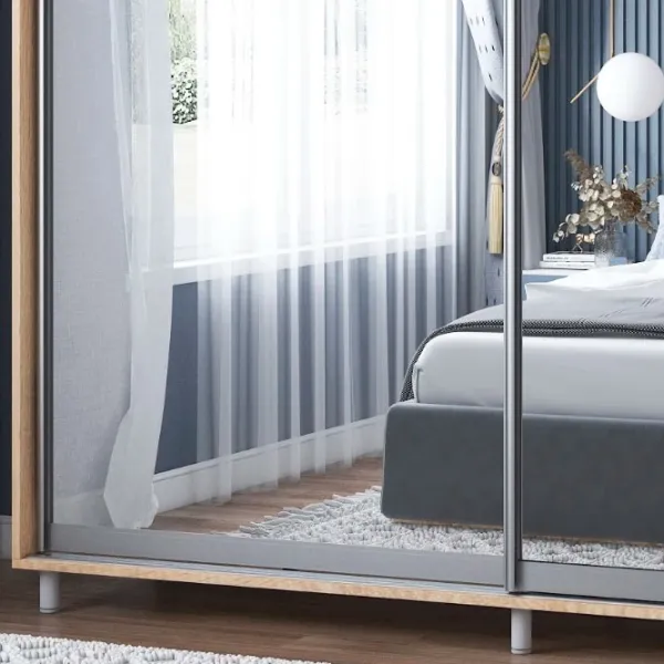 Dulap pentru haine Glisant Mobildor-Lux ARON 2000 3025 200 x 60 x 220 / PAL / Stejar Sonoma photo 4