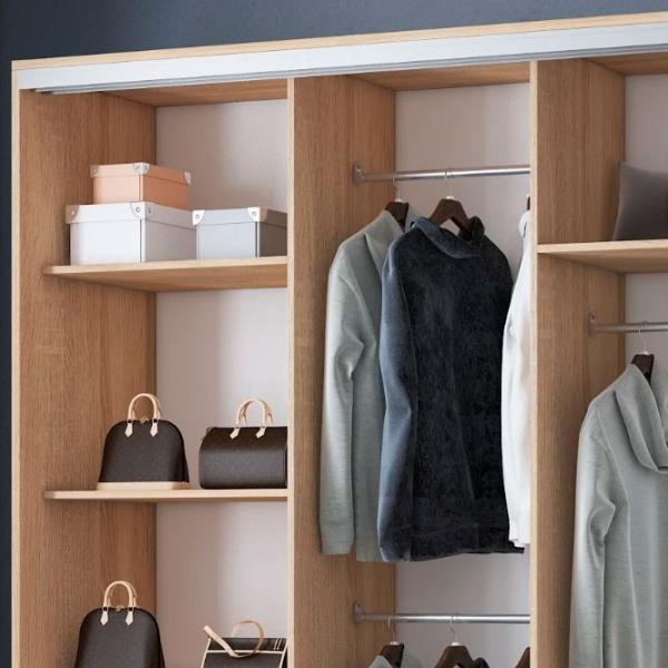 Dulap pentru haine Glisant Mobildor-Lux ARON 2000 3025 200 x 60 x 220 / PAL / Stejar Sonoma photo 5