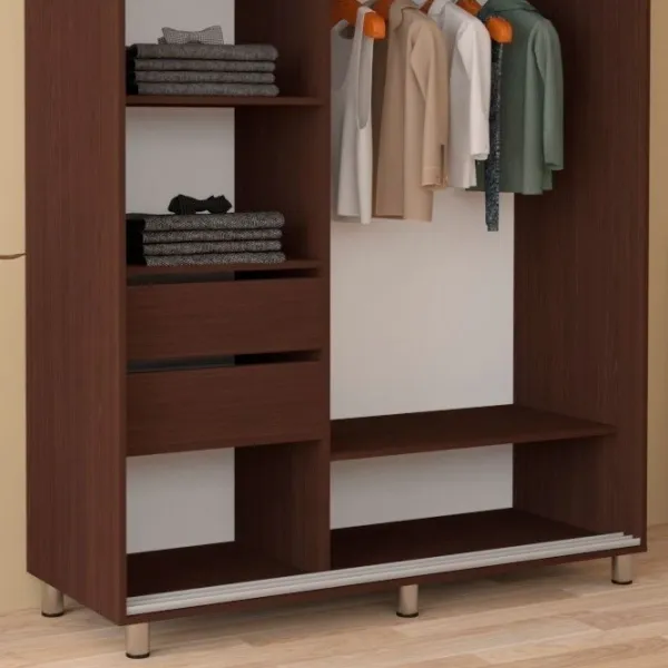 Dulap pentru haine Glisant Mobildor-Lux ARON 1200 2226 120 x 60 x 220 / PAL / Wenge magie photo 6