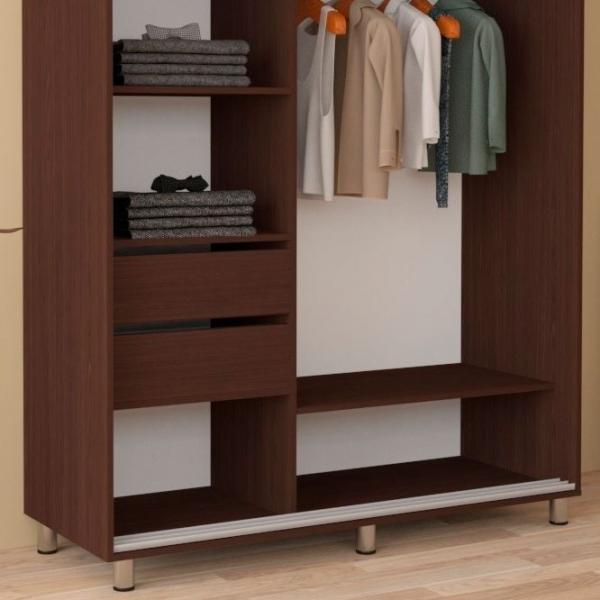 Dulap pentru haine Glisant Mobildor-Lux ARON 1200 2226 120 x 60 x 220 / PAL / Wenge magie photo 6