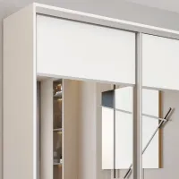 Dulap pentru haine Glisant Mobildor-Lux ARON S 1000 K1 8681 100 x 60 x 220 / PAL / Alb briliant photo 4