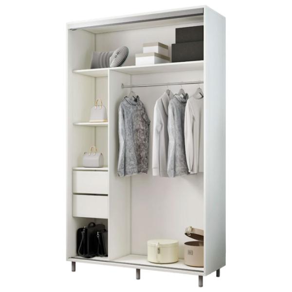 Dulap pentru haine Glisant Mobildor-Lux ARON S 1100 K1 8681 110 x 60 x 220 / PAL / Alb briliant photo 2