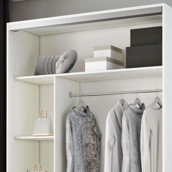 Dulap pentru haine Glisant Mobildor-Lux ARON S 1100 K1 8681 110 x 60 x 220 / PAL / Alb briliant photo 5