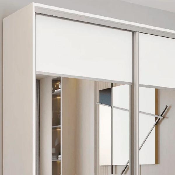 Dulap pentru haine Glisant Mobildor-Lux ARON S 1700 K1 8681 170 x 60 x 220 / PAL / Alb briliant photo 3