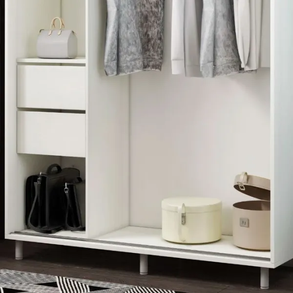 Dulap pentru haine Glisant Mobildor-Lux ARON S 1900 K1 8681 190 x 60 x 220 / PAL / Alb briliant photo 6 Dulap pentru haine Glisant Mobildor-Lux ARON S 1900 K1 8681 190 x 60 x 220 / PAL / Alb briliant photo 6