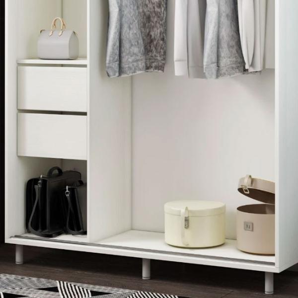 Dulap pentru haine Glisant Mobildor-Lux ARON S 2000 K1 8681 200 x 60 x 220 / PAL / Alb briliant photo 6