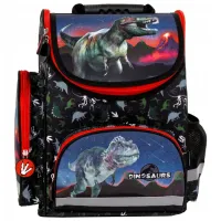 Ghiozdan pentru copii Derform Dinosaurs Black White Black photo 3