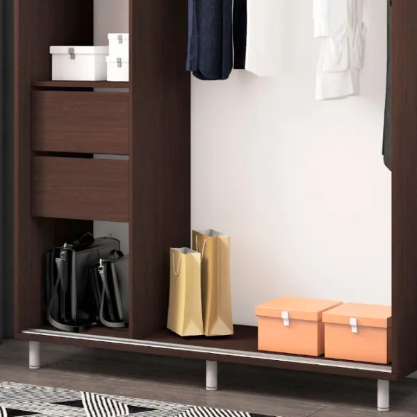 Dulap pentru haine Glisant Mobildor-Lux ARON S 1100 K1 2226 110 x 60 x 220 / PAL / Wenghe photo 5