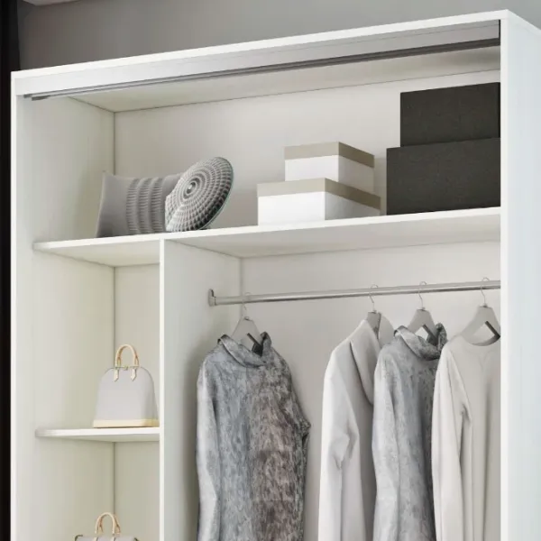 Dulap pentru haine Glisant Mobildor-Lux ARON S 1100 K2 8681 110 x 60 x 220 / PAL / Alb briliant photo 5