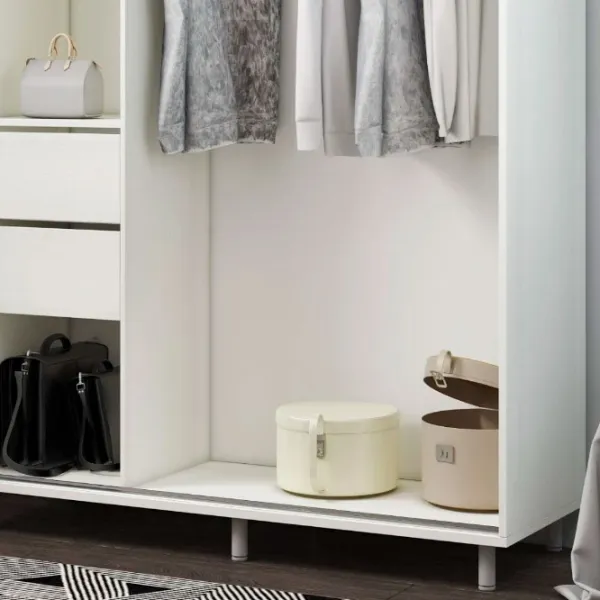 Dulap pentru haine Glisant Mobildor-Lux ARON S 1100 K2 8681 110 x 60 x 220 / PAL / Alb briliant photo 6