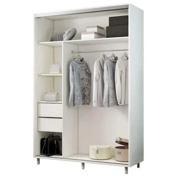 Dulap pentru haine Glisant Mobildor-Lux ARON S 1200 K2 8681 120 x 60 x 220 / PAL / Alb briliant photo 2 Dulap pentru haine Glisant Mobildor-Lux ARON S 1200 K2 8681 120 x 60 x 220 / PAL / Alb briliant photo 2