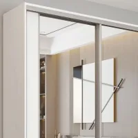 Dulap pentru haine Glisant Mobildor-Lux ARON S 1900 K2 8681 190 x 60 x 220 / PAL / Alb briliant photo 3