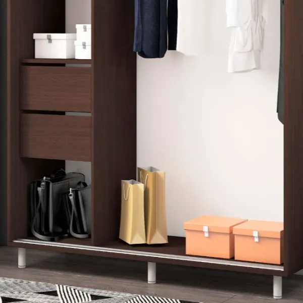 Dulap pentru haine Glisant Mobildor-Lux ARON S 1100 K2 2226 110 x 60 x 220 / PAL / Wenghe photo 6