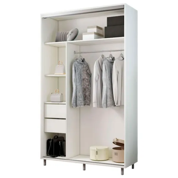 Dulap pentru haine Glisant Mobildor-Lux ARON S 1000 K3 8681 100 x 60 x 220 / PAL / Alb briliant photo 2 Dulap pentru haine Glisant Mobildor-Lux ARON S 1000 K3 8681 100 x 60 x 220 / PAL / Alb briliant photo 2