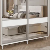 Dulap pentru haine Glisant Mobildor-Lux ARON S 1000 K3 8681 100 x 60 x 220 / PAL / Alb briliant photo 4