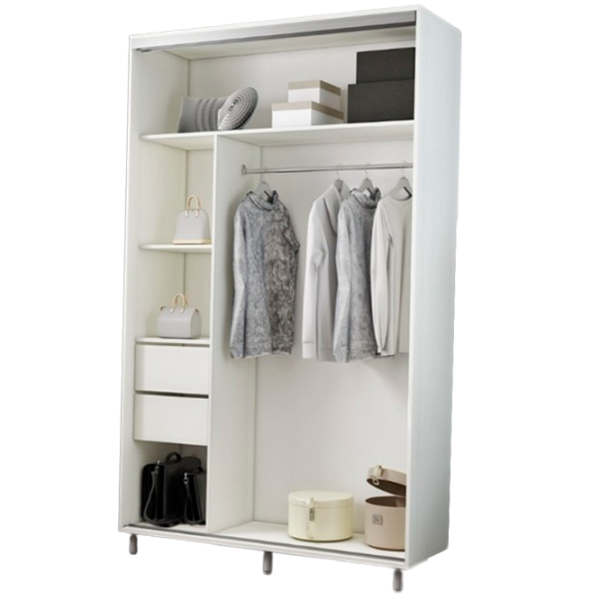 Dulap pentru haine cupe Mobildor-Lux ARON S K3 8681 110 x 60 x 220 / LPAL / Alb briliant photo 2