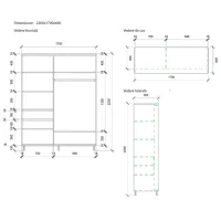 Dulap pentru haine Glisant Mobildor-Lux ARON 1700 K3 2226 170 x 60 x 220 / PAL / Wenghe photo 7