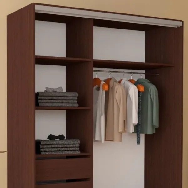 Dulap pentru haine Glisant Mobildor-Lux ARON 2000 K3 2226 200 x 60 x 220 / PAL / Wenghe photo 5