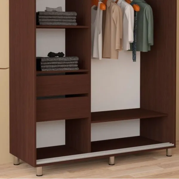 Dulap pentru haine Glisant Mobildor-Lux ARON 2000 K3 2226 200 x 60 x 220 / PAL / Wenghe photo 6