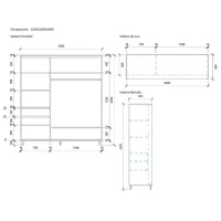 Dulap pentru haine Glisant Mobildor-Lux ARON 2000 K3 2226 200 x 60 x 220 / PAL / Wenghe photo 7
