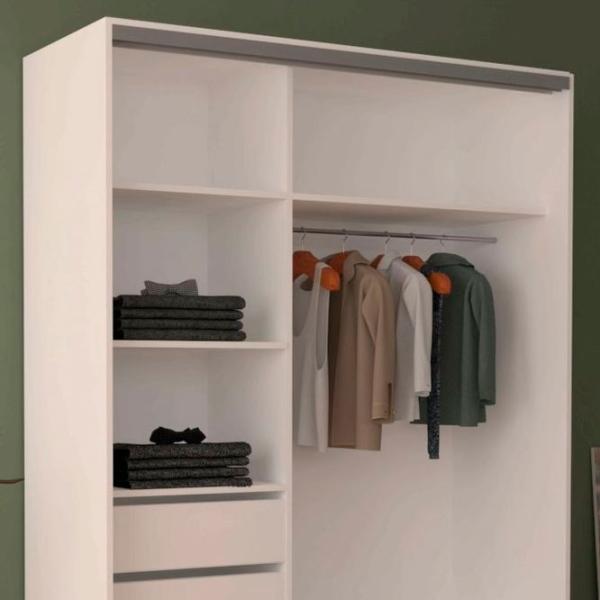 Dulap pentru haine Glisant Mobildor-Lux ARON 1700 K1 8681 170 x 60 x 220 / PAL / Alb briliant photo 5 Dulap pentru haine Glisant Mobildor-Lux ARON 1700 K1 8681 170 x 60 x 220 / PAL / Alb briliant photo 5