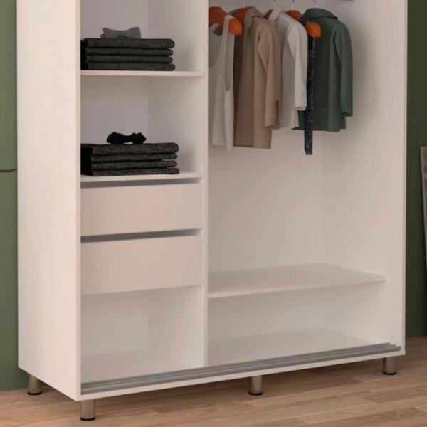 Dulap pentru haine Glisant Mobildor-Lux ARON 2000 K1 8681 200 x 60 x 220 / PAL / Alb briliant photo 6