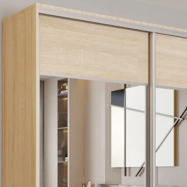 Dulap pentru haine Glisant Mobildor-Lux ARON 1300 K1 3025 130 x 60 x 220 / PAL / Stejar Sonoma photo 3